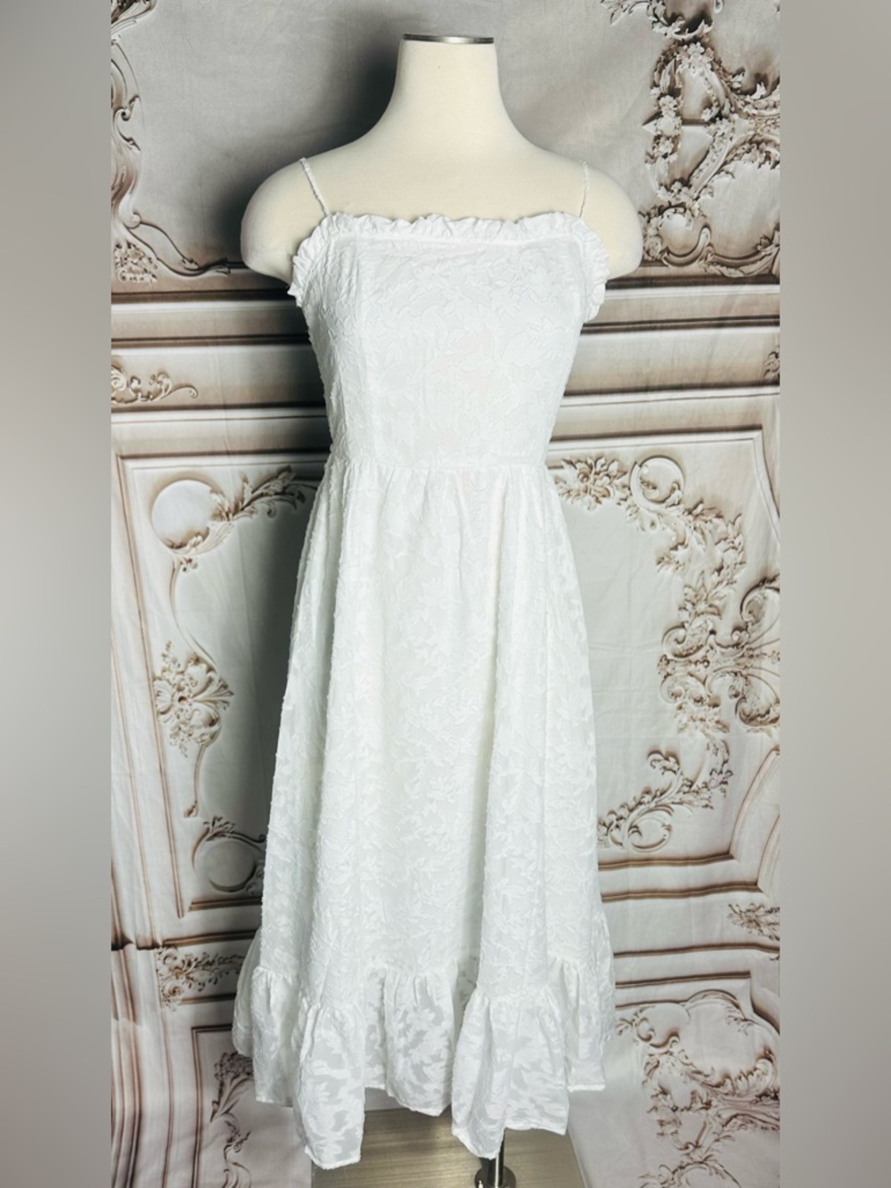 White Strapless Sundress with Ruffle Hem